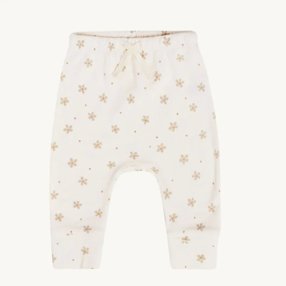NWT - Quincy Mae organic cream floral pants​​​​​